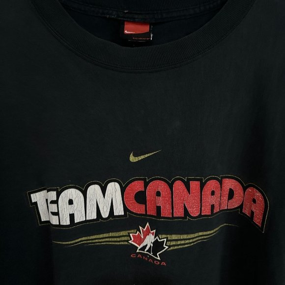 Y2K Nike  Hockey Team Canada Front Graphic T Shirt Black XL Short Sleeve - Picture 3 of 4